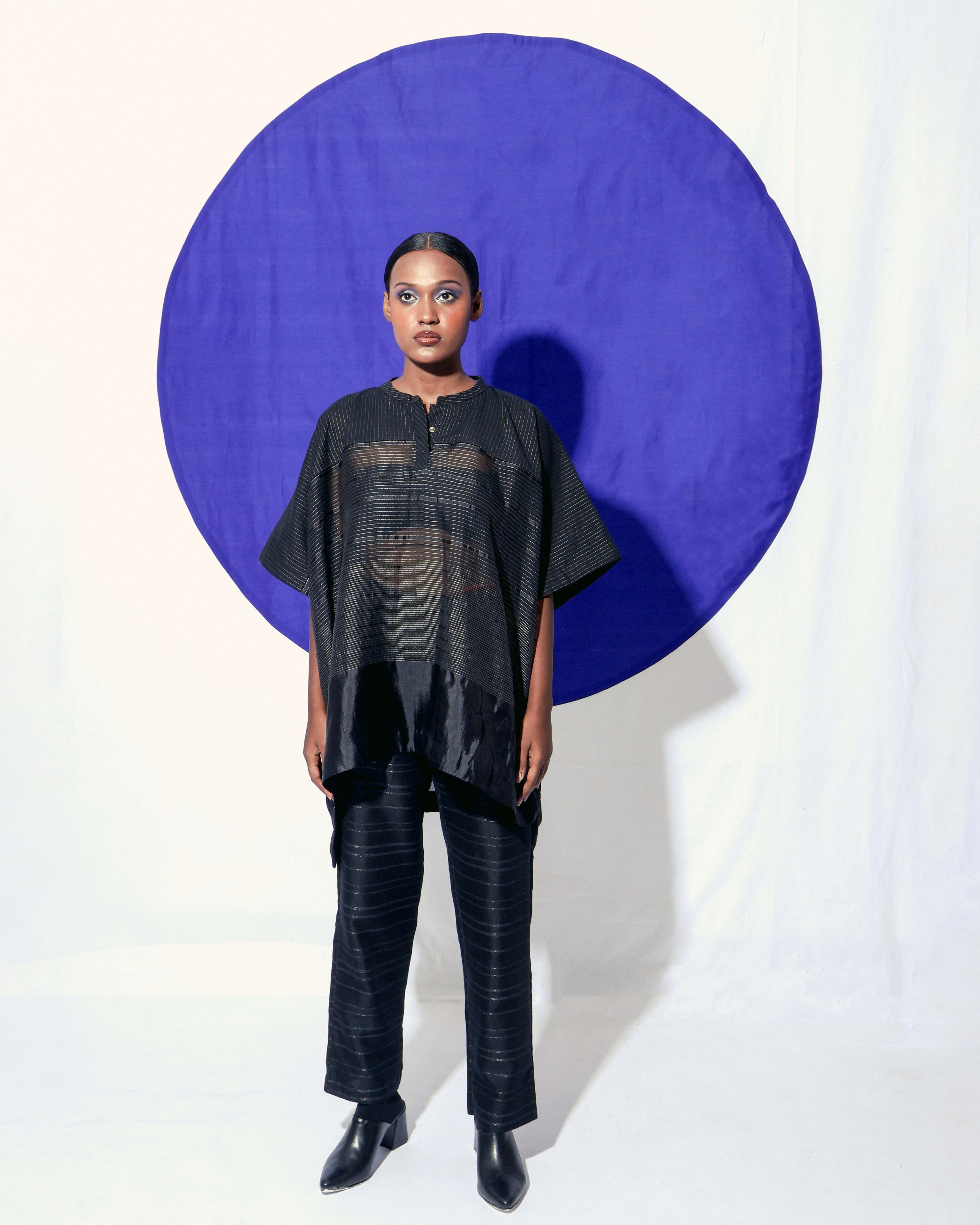 Shoonyata Gradient Stripe Mandarin Top
