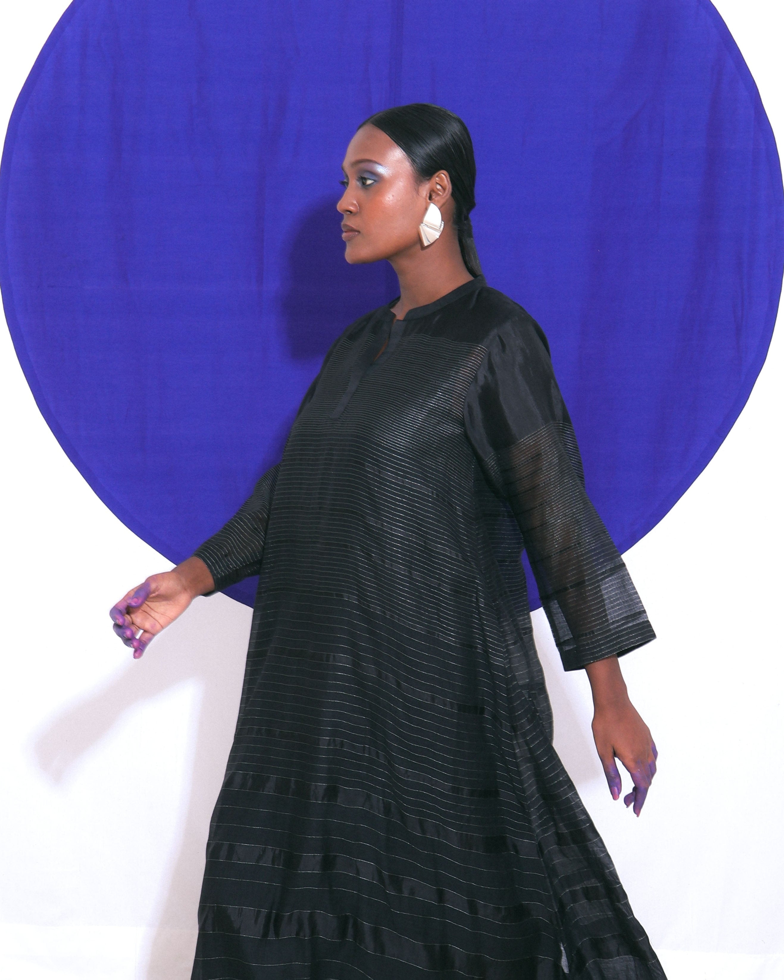 Shoonyata Gradient Striped Sheer Dress