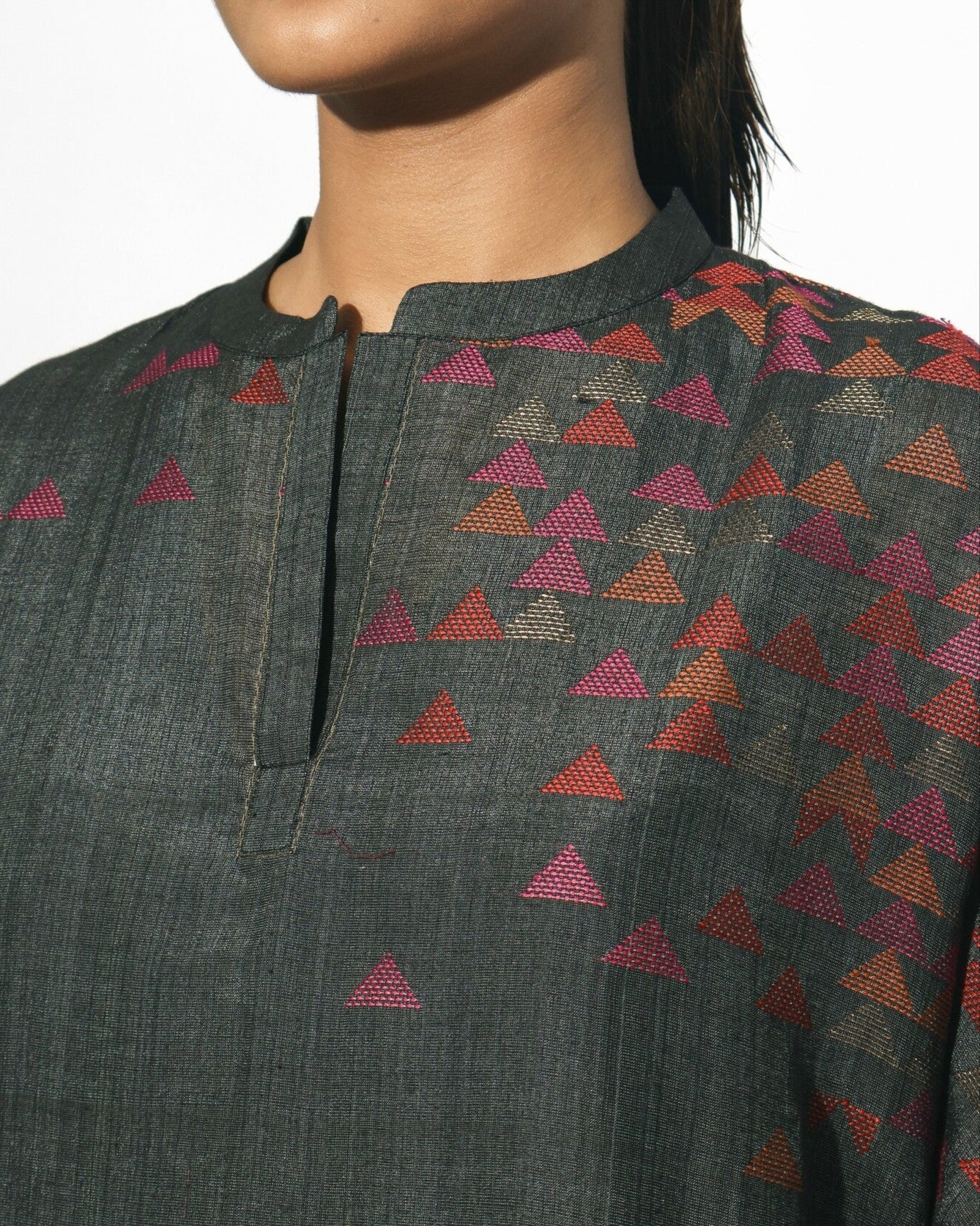 Stardust Drop Shoulder Mandarin Dress