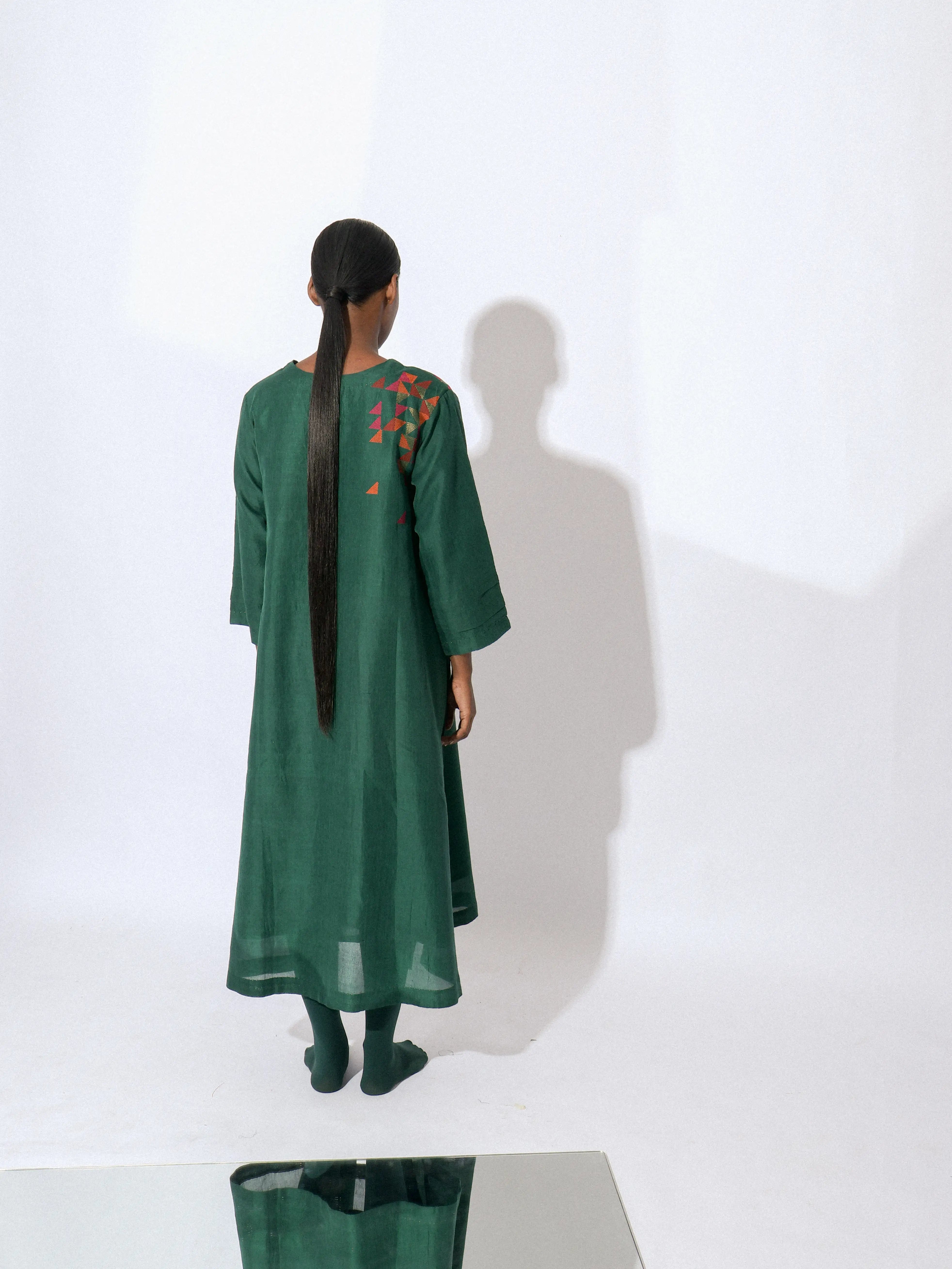 Stardust Emerald V-Neck A Line dress