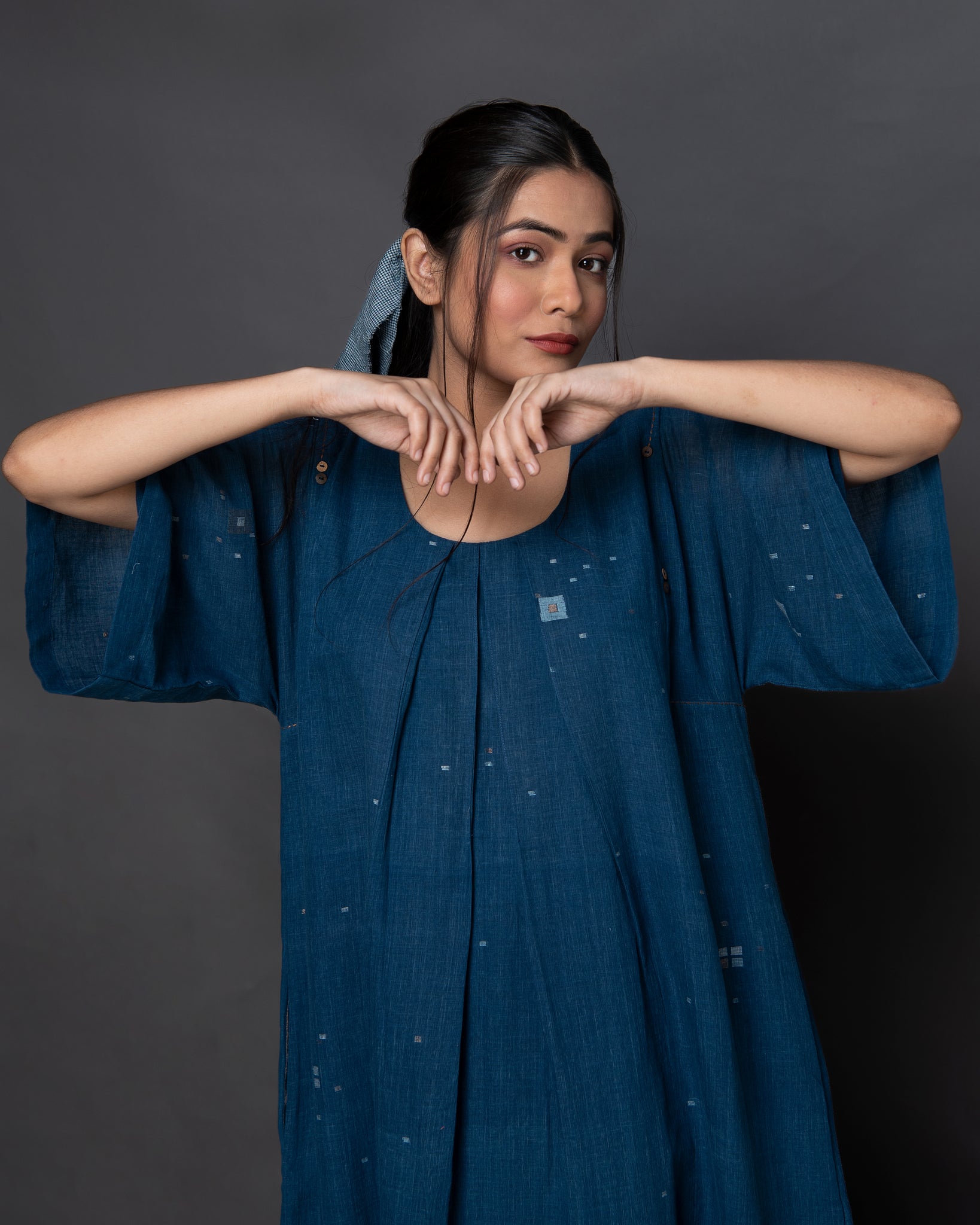 Round Neck Box Pleat Dress