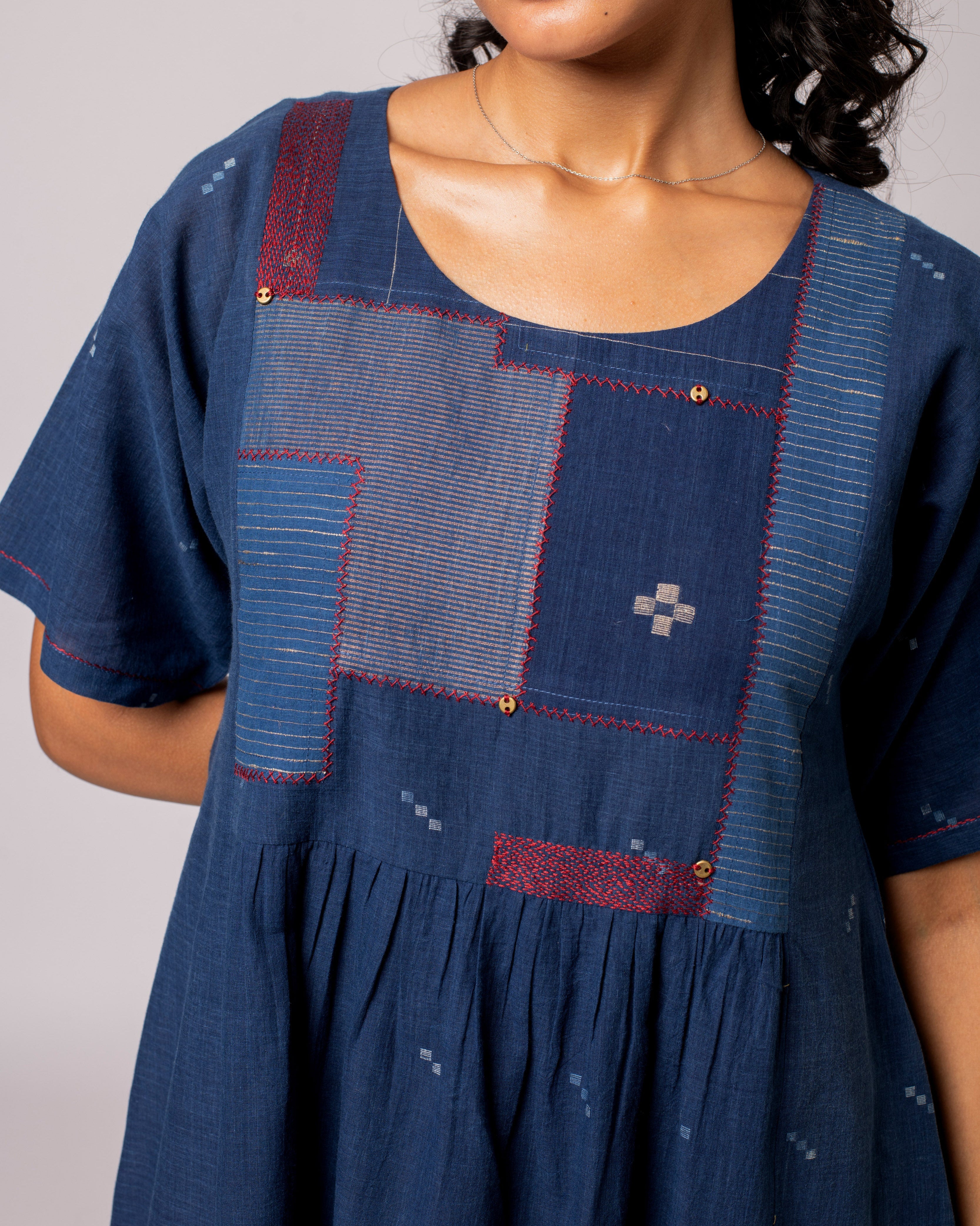 Embroidered Drop Shoulder Dress