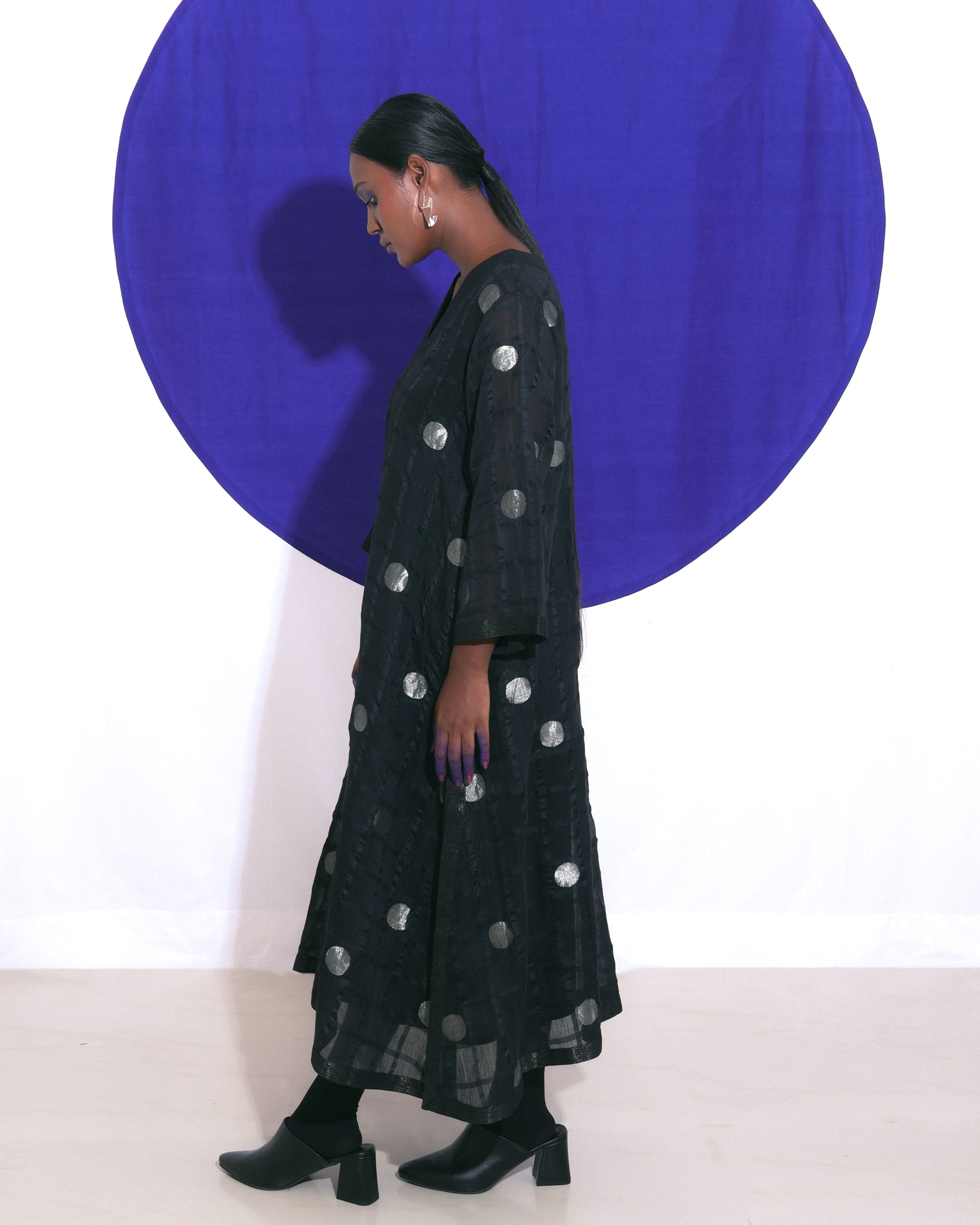Shoonyata Polka Dots Sheer Choga Dress