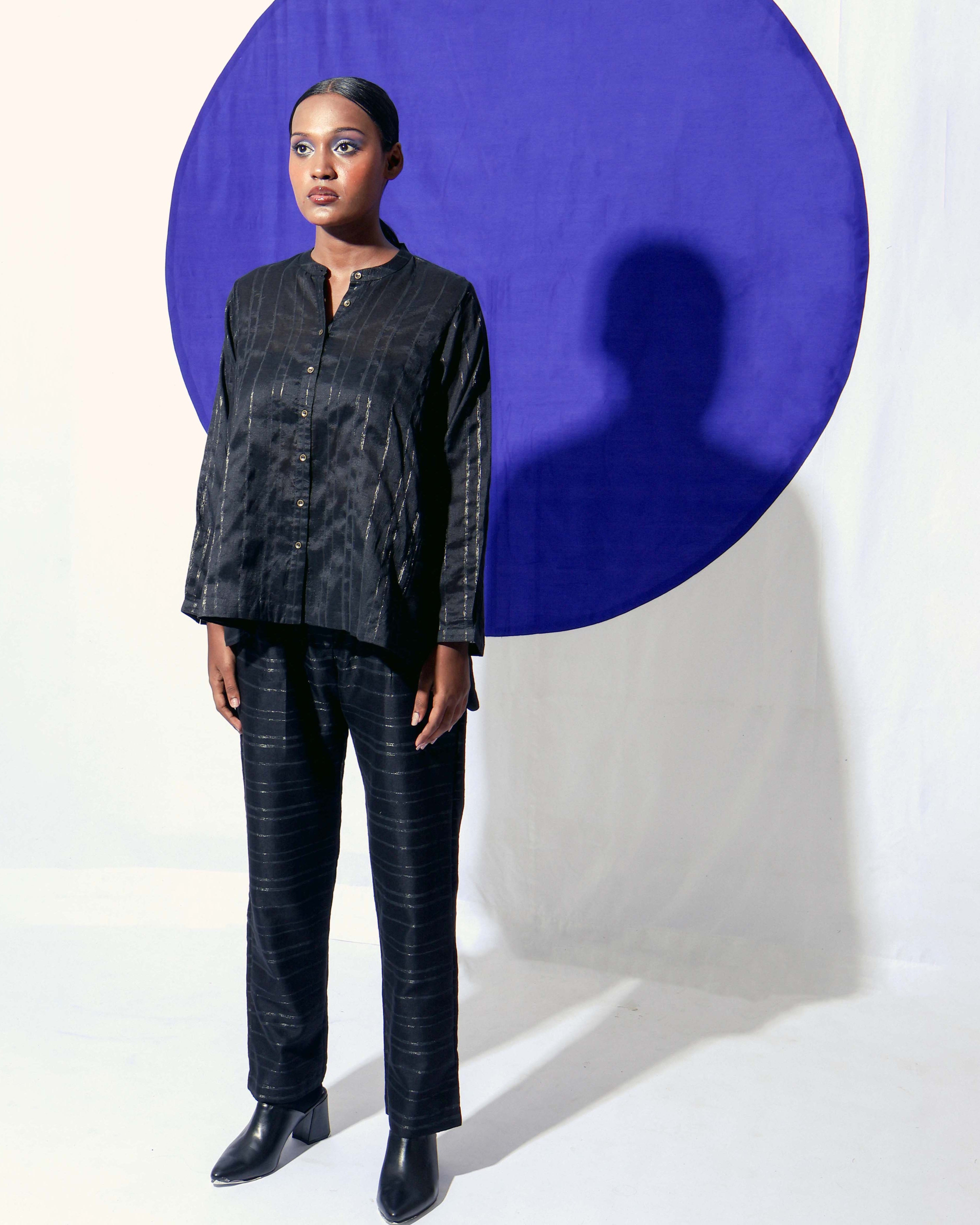 Shoonyata Burnished Stripe Panelled shirt