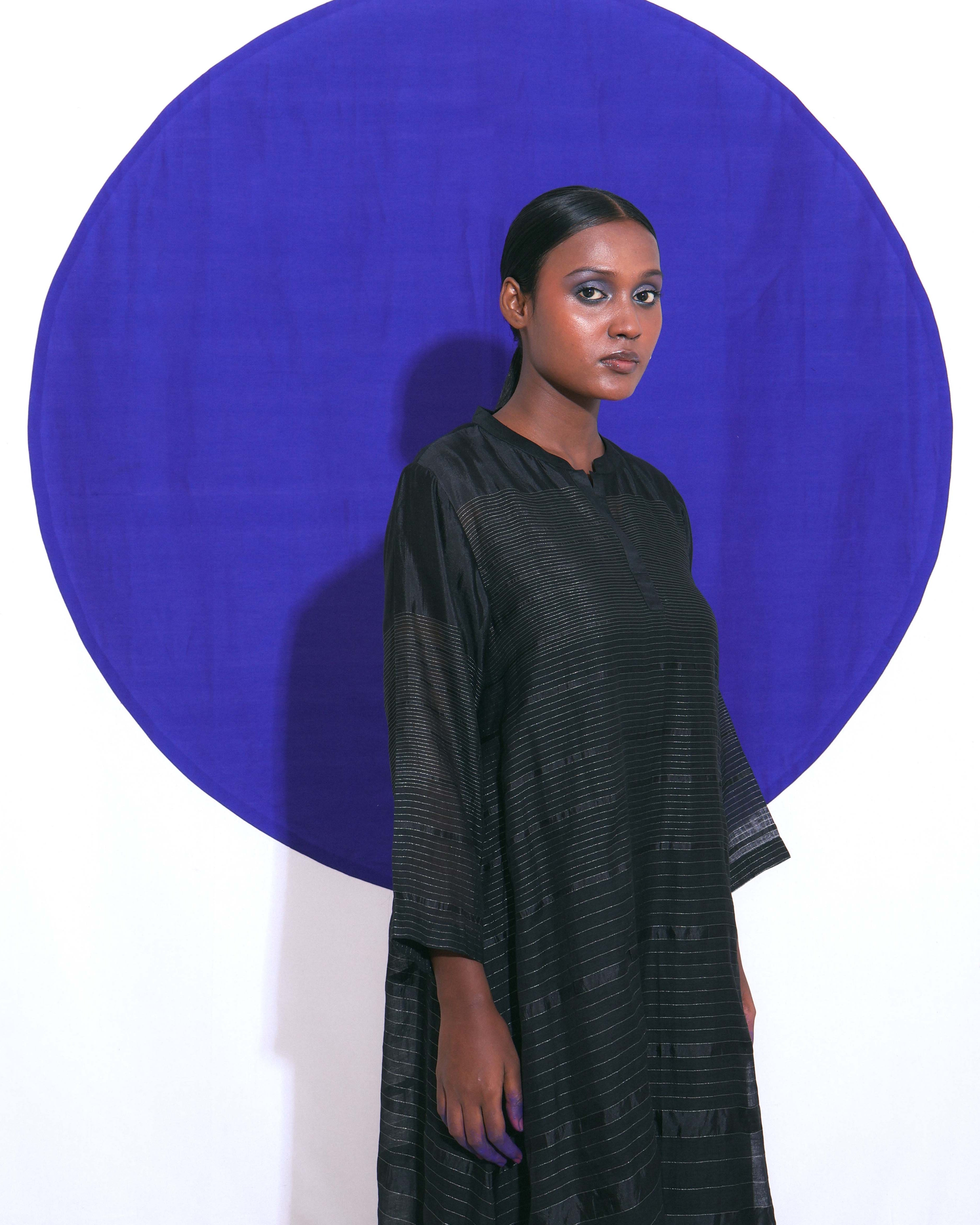 Shoonyata Gradient Striped Sheer Dress