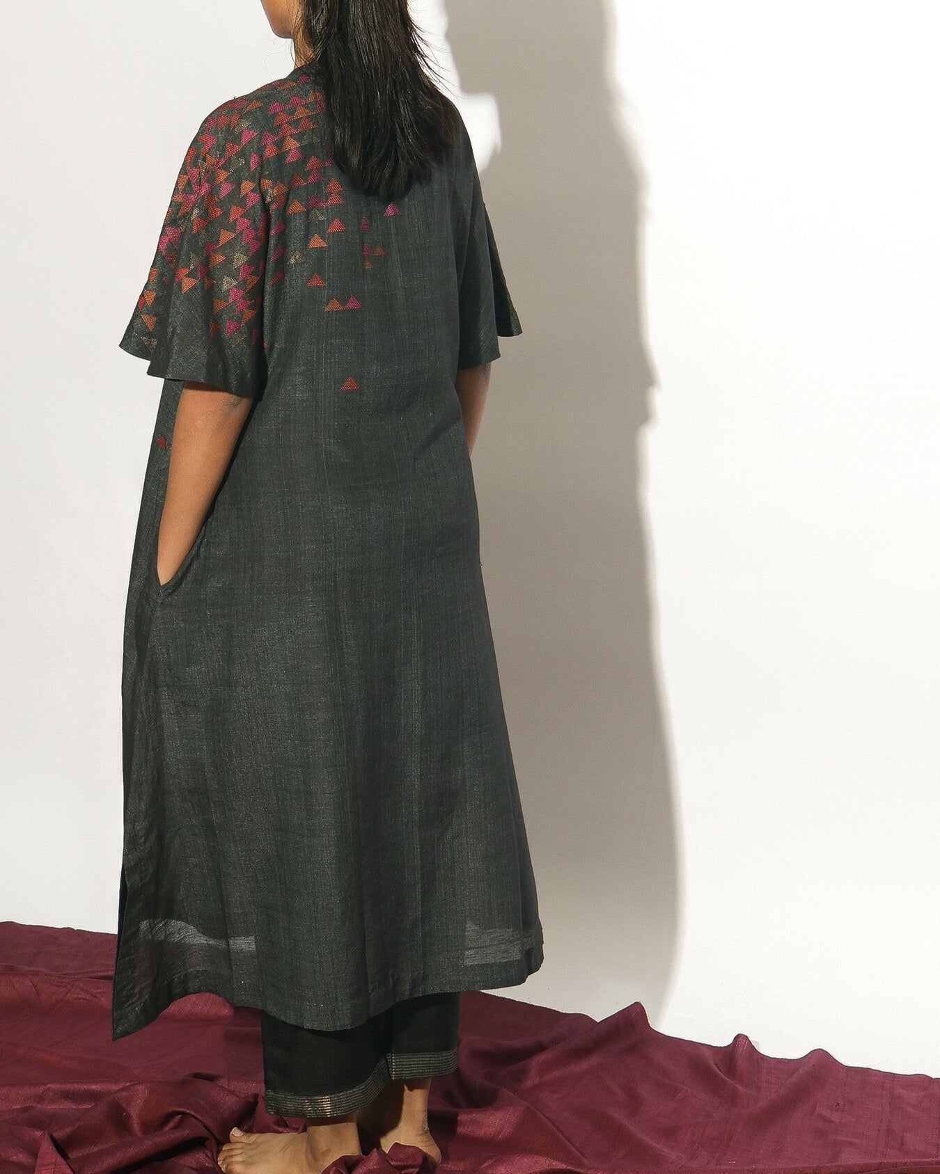 Stardust Drop Shoulder Mandarin Dress